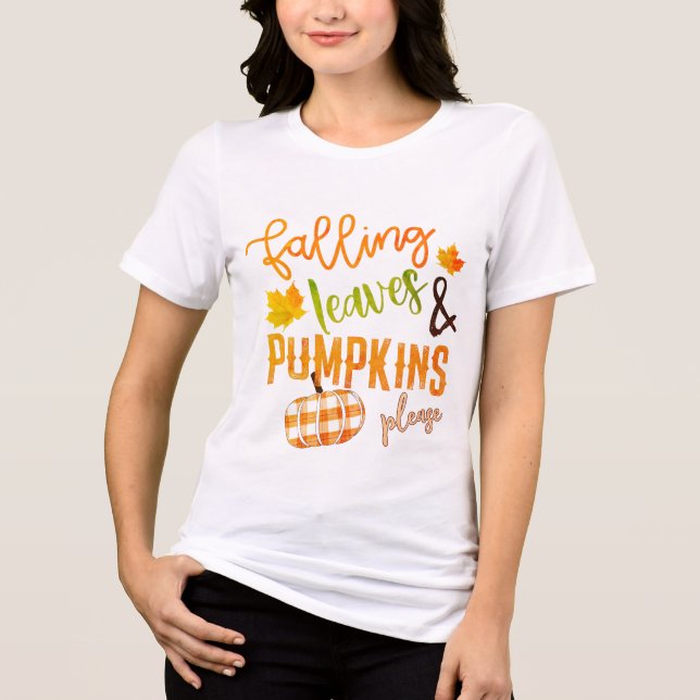Fallande Löv & Pumpkins Thanksgiving T Shirt (Framsida)