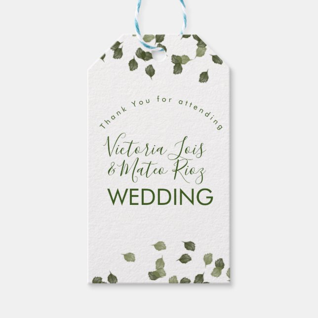 Fallande Löv sjunker Greenery Tack hösten Presentetikett (Framsidan)