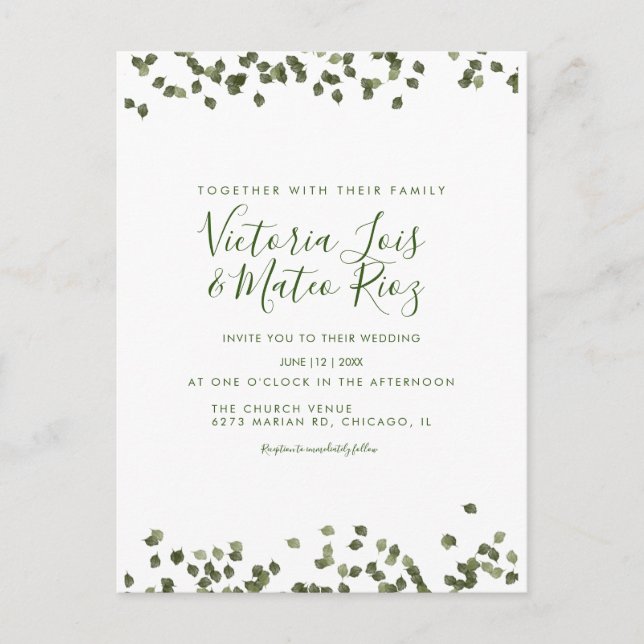 Fallande Löv sjunker hösten Rustic Bröllop Vykort (Framsida)