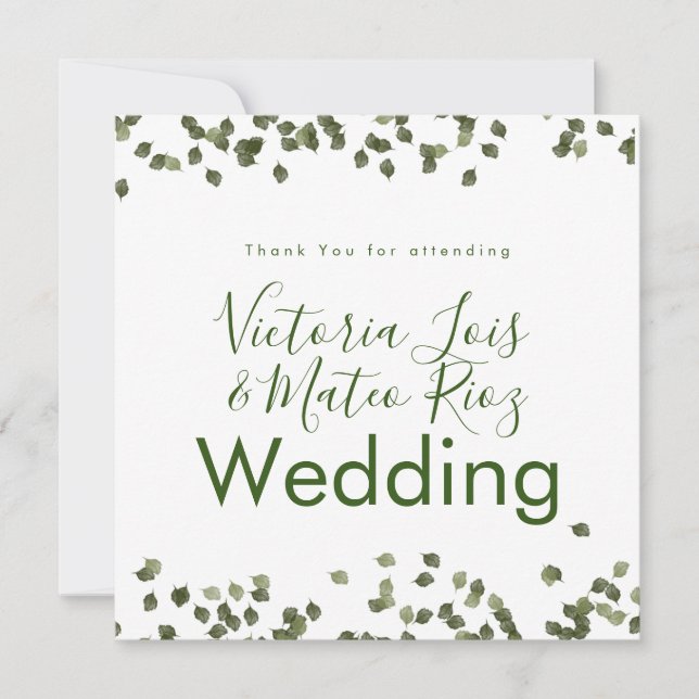 Fallande Löv sjunker hösten Tack Bröllop (Framsida)