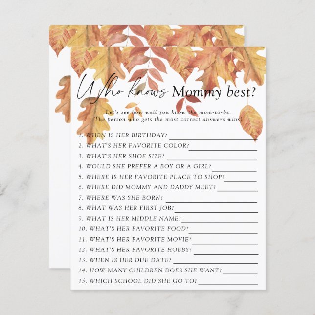 Fallande löv - Vem vet vem som spelar det bästa ma (Fram/baksida)