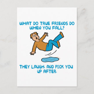 Fallande och sanna vänner vykort