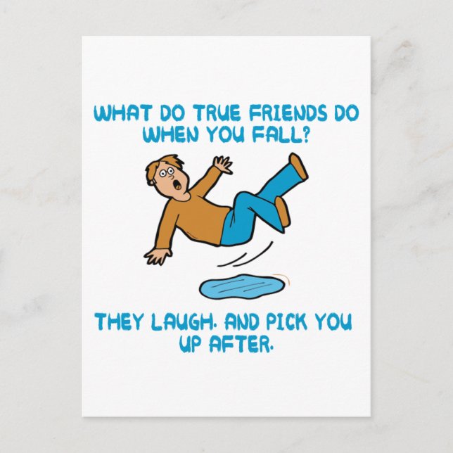 Fallande och sanna vänner vykort (Framsida)