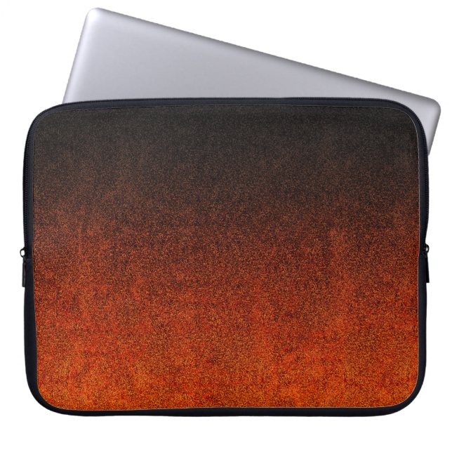 Fallande Orange och svart Glitter-övertoning Laptop Fodral (Framsidan)