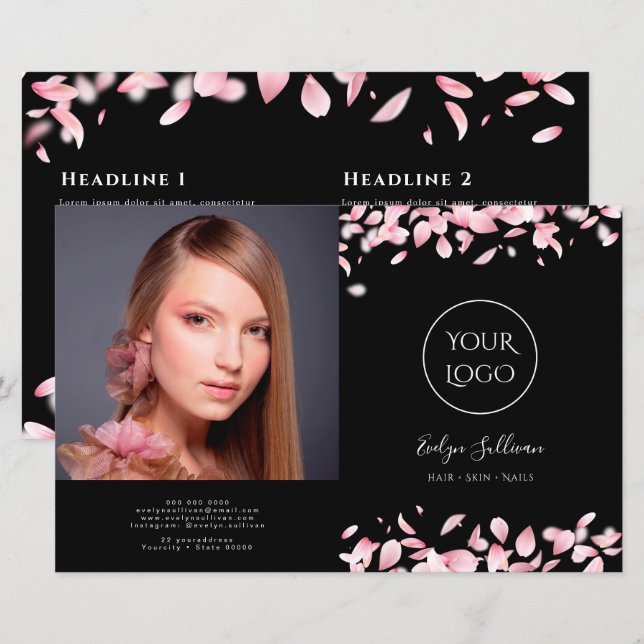 Fallande petaler, bifold brochure (Fram/baksida)