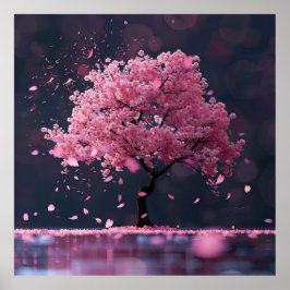 Fallande petaler från körsbärsbäret blommar träd poster