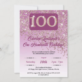 Fallande Ro Guld Glitter 100:e Födelsedagsfesten Inbjudningar