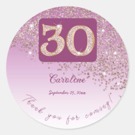 Fallande Ro Guld Glitter, 30års födelsedag, tack Runt Klistermärke