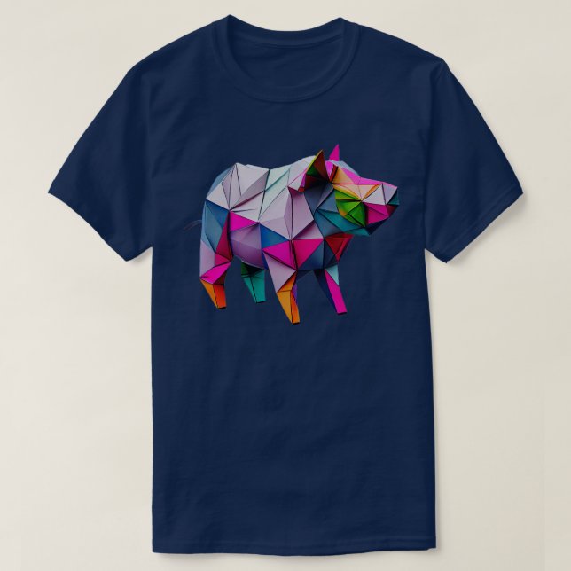 Fällande Roligt Origami Gris1 T Shirt (Design framsida)