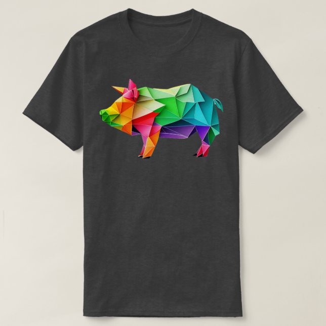 Fällande Roligt Origami Gris2 T Shirt (Design framsida)