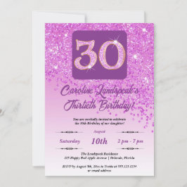 Fallande Rosa Glitter 30års födelsedag Party Inbjudningar