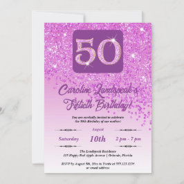 Fallande Rosa Glitter 50:e Födelsedagsfesten Inbjudningar