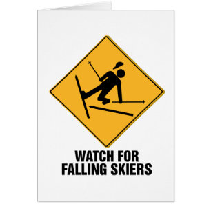 Fallande Skiers Hälsningskort
