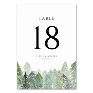 Fallande Snö på Evergreen Forest Winter Wedding Bordsnummer