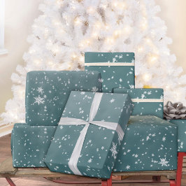 Fallande Snöflingor Winter Blue Spruce Himlar Presentpapper