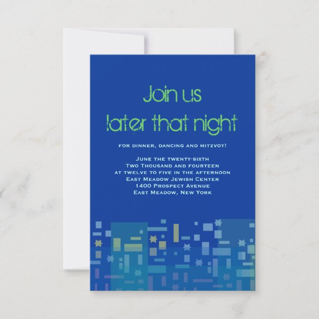 FALLANDE STARS- OCH SQUARES Pub Bat mitzvah Party- Inbjudningar (Framsida)