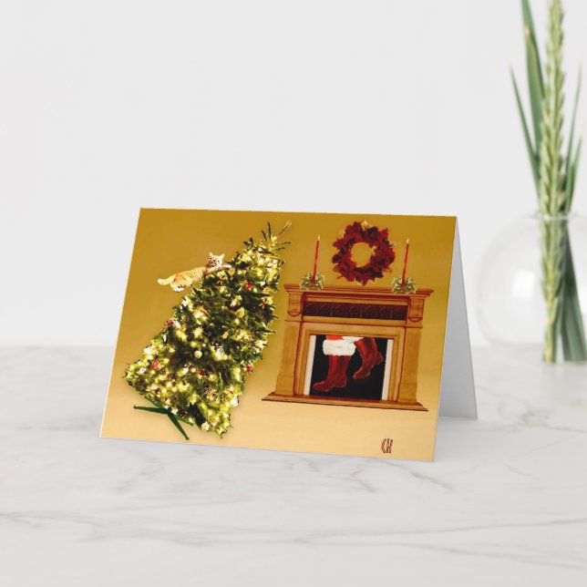 fallande träd kattunge 2 helgkort (Framsida)