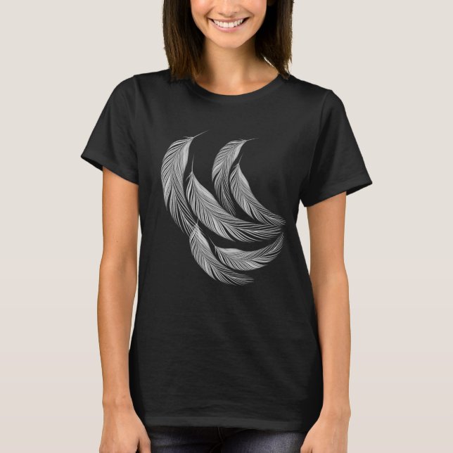 Fallande vita fjädrar t shirt (Framsida)