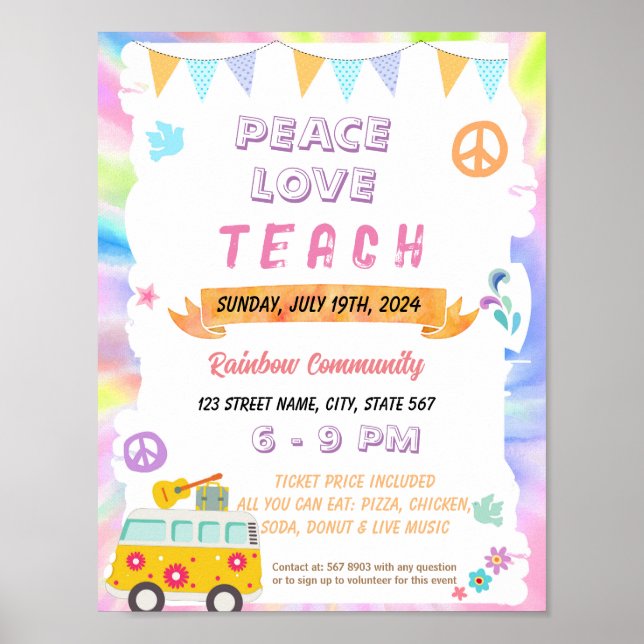 Fållare för Editable Peace Kärlek Teach Poster (Framsidan)