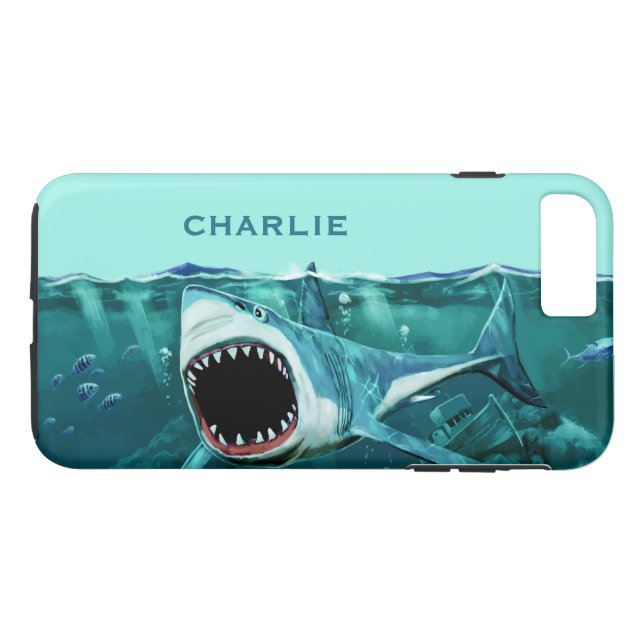 Fallärenden för eget namn för Skary Shark Case-Mate iPhone Skal (Baksida (horisontal))