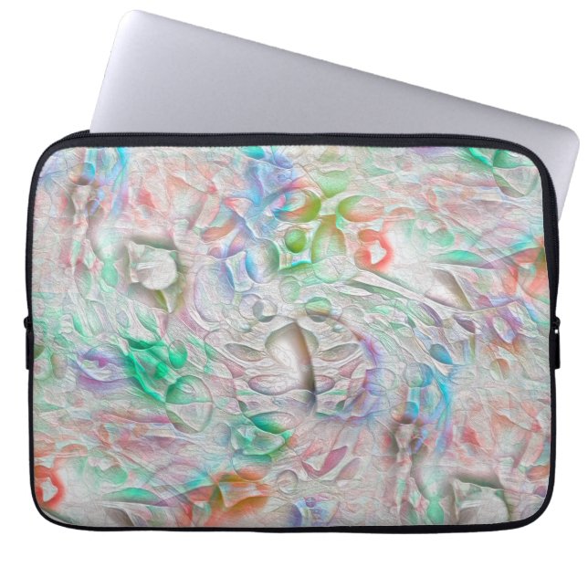 Fällbara pixlar i färgad struktur över gråvita laptop fodral (Framsidan)