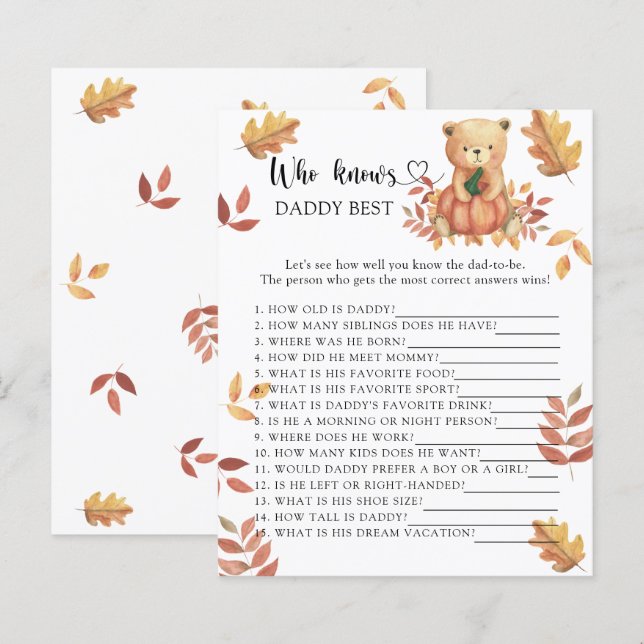 Fallbjörn - Vem känner pappa till det bästa spelet (Fram/baksida)