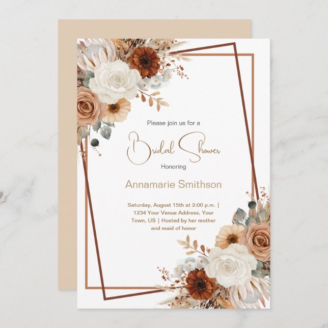 Fallblommor Geometrisk Möhippa av andedräkt | Inbjudningar (Fram/baksida)