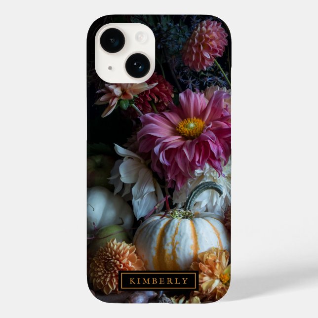 Fallblommor och pumpor iPhone-fodral (Baksida)