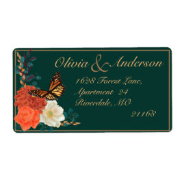 Fallbröllop - Mörk grönt Blommigt - Monarch Butter Fraktsedel