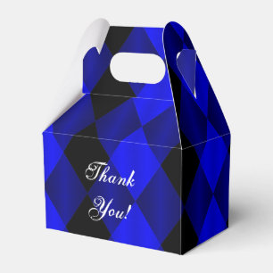 Fälld Harlequin-Blue-Black-Favor-Box-Gable Presentaskar