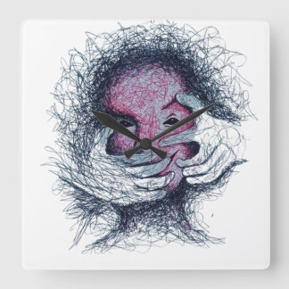 Fälld Känslor - Surreal Abstrakt Art T-shirt De Fyrkantig Klocka