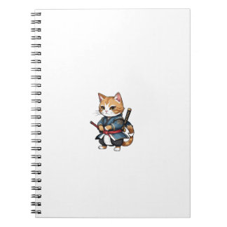 Falldesign för Cute Samurai Cat Anteckningsbok