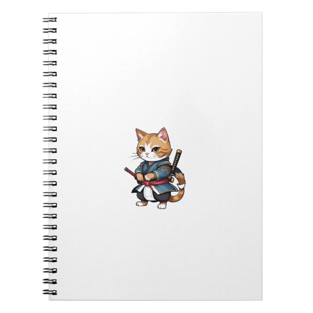 Falldesign för Cute Samurai Cat Anteckningsbok (Framsidan)