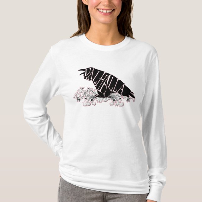Fallegur korpsvarta Valhalla Tee Shirt (Framsida)
