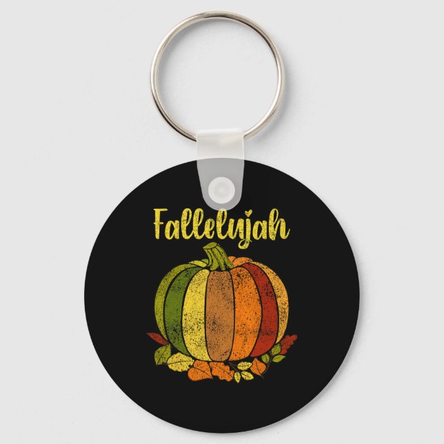 Fallelujah Fall Pumpkin Retro Distress Autumn Ha Nyckelring (Framsida)