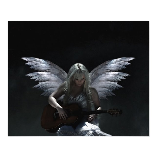 Fallen Angel "mörk guitar" Fototryck (Framsidan)