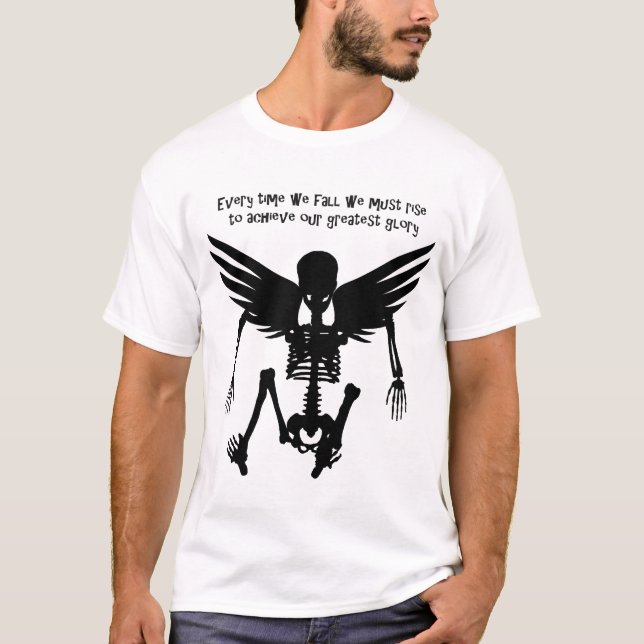 Fallen Angel Skeleton silhouette citerar Wisdom Ar T Shirt (Framsida)