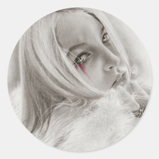 Fallen Angel Sticker Runt Klistermärke (Framsida)