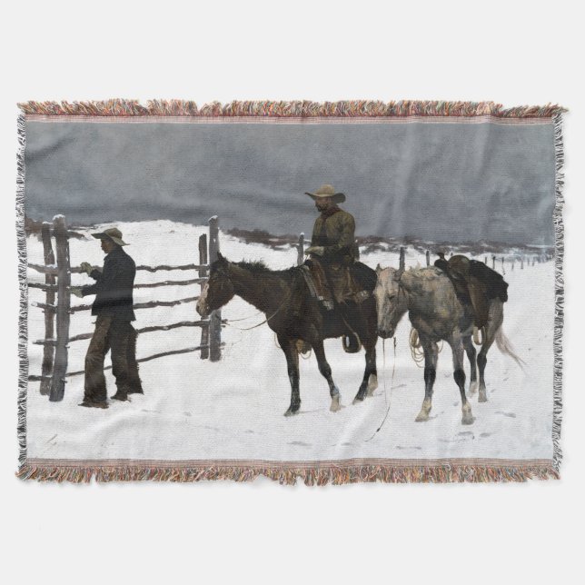 Fallen av Cowboy Frederic Remington 1895 Filt (Framsidan)