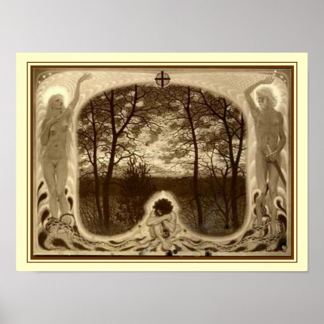 "Fallen" av Fidus Art nouveau 12 x 16 Poster (Framsidan)