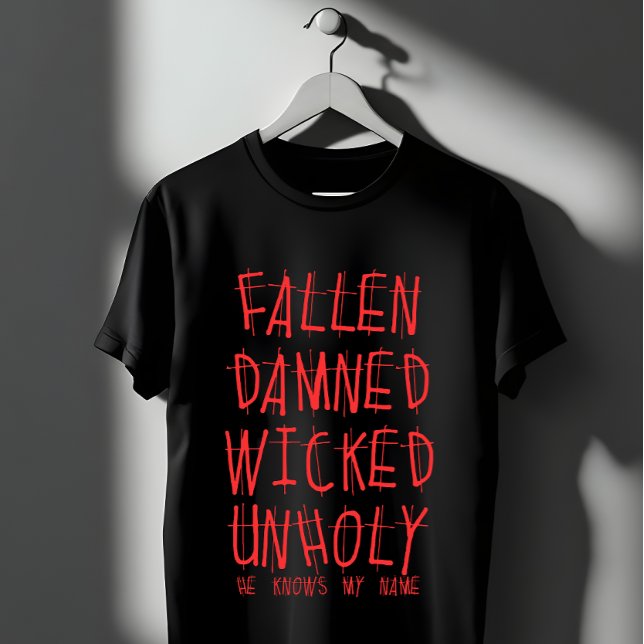 Fallen Damned Wicked Unholy Religiösa Design T Shirt (Skapare uppladdad)