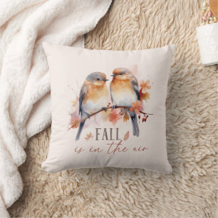 Fallen finns i Luft - Cute Birds & Höst löv Kudde