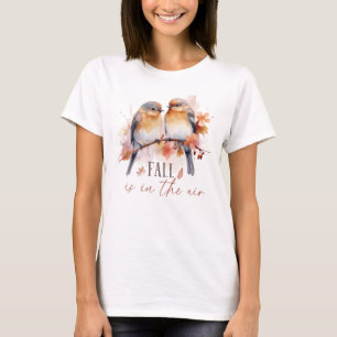 Fallen finns i Luft - Cute Birds & Höst löv T Shirt