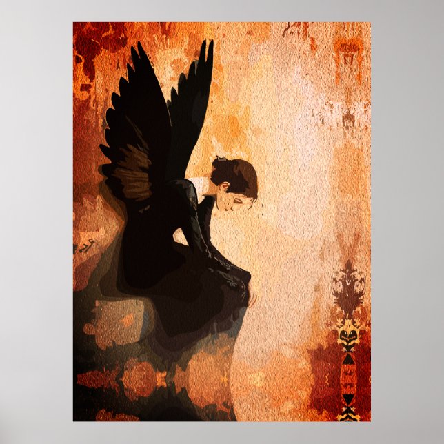 Fallen Grace - Melancholangelreflektion Poster (Framsidan)