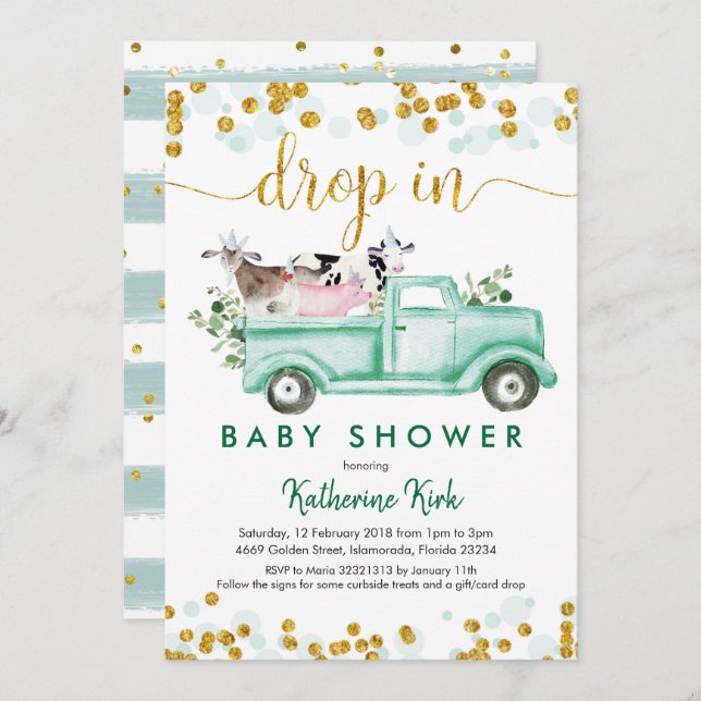 Fallen i Social Avstånd babyskor Inbjudningar (Fram/baksida)