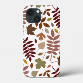 Fallen Löv Lg Mönster Höst färger på White