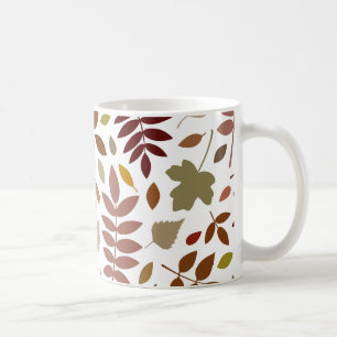 Fallen Löv Lg Mönster Höst färger på White Kaffemugg