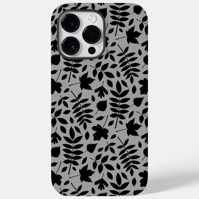 Fallen Löv Mönster Black på Grått (Baksida)