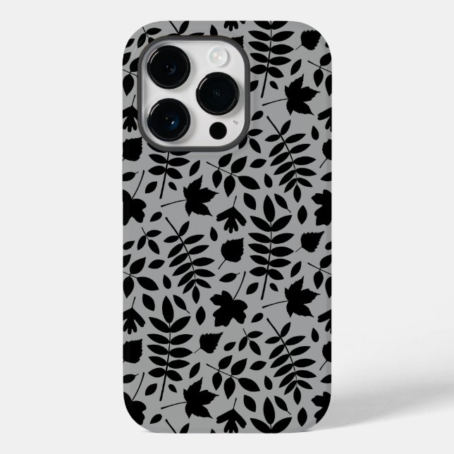 Fallen Löv Mönster Black på Grått (Baksida)