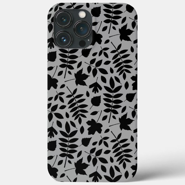 Fallen Löv Mönster Black på Grått (Baksida)